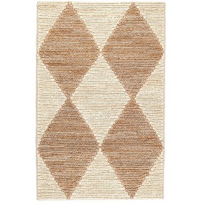 Natural Diamond Pattern Handwoven Cotton Rug, 2' x 3'