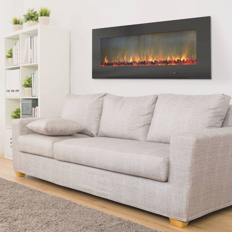 Cambridge CAM56WMEF-2BLK Metropolitan 56&#34; Wall Mount Electronic Fireplace with Flat Panel and Realistic Logs, 6 of 8