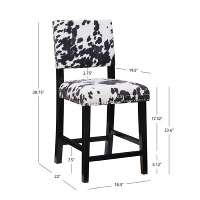 Clayton 24" Black Leather and Wood Swivel Counter Stool