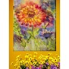 Cottage Garden West of The Wind Zinnia Orange, Purple, Green 40 x 30 Inch Waterproof Gallery Wrapped Canvas, Outdoor Garden, Yard, Patio All Weather - 2 of 2