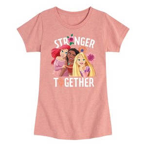 Girls' - Disney Princess - Moana Rapunzel Ariel Stronger Together Fitted Short Sleeve Graphic T-Shirt - 1 of 4