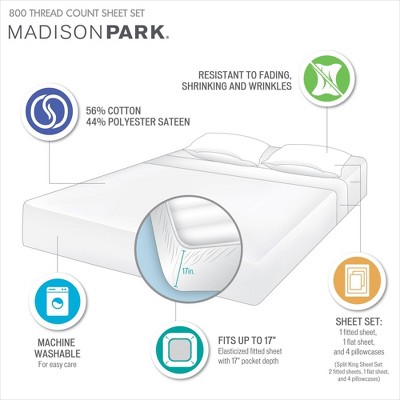 Gray Queen 800 Thread Count Cotton Blend Sheet Set
