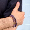 Crucible Men's Amethyst Stone and Gold Plated Steel Bead Adjustable Bracelet (8mm) - 4 of 4