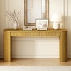 58" Modern Wood Console Table,Vertical Line Design,Storage Table with 2 Drawers and Curved Legs for Entryway or Living Room-Coolbibila - 3 of 4