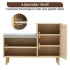 Homhougo Natural Rattan Shoe Storage Bench with Upholstered,2-in-1 Shoe Cabinets with Adjustable Shelf Brown - 4 of 4
