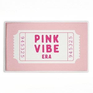 Stupell Industries Pink Vibe Era Ticket Printed Plush Bathroom Floor Mat, design by Lettered and Lined - 1 of 4