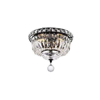 Tranquil Black and Clear Crystal Flush Mount Light