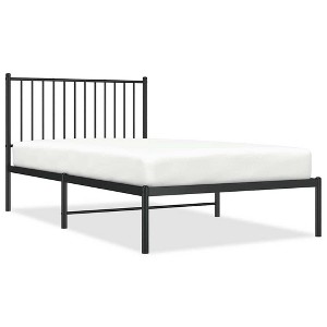 vidaXL Black Metal Twin Bed Frame with Headboard, Heavy-Duty, Under-Bed Storage, No Mattress - 1 of 4