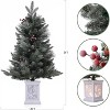 3ft Snow Flocked Christmas Tree, Small Artificial Christmas Tree with Base & 78 Lights, 8 Lighting Modes Hinged Xmas Tree, Christmas Decor - 3 of 4