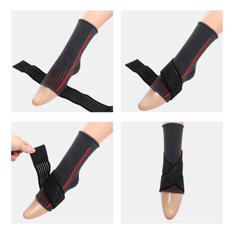 Unique Bargains Universal Adjustable Ankle Support Braces Breathable Achilles Tendon Support for Sports 1 Pair, 5 of 7