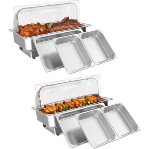 2 Pack Electric Chafing Dish Warmers with Adjustable Temperature Control, Stainless Steel Roll Top Catering Chafer Food Warmers for Catering, Parties - 1 of 4