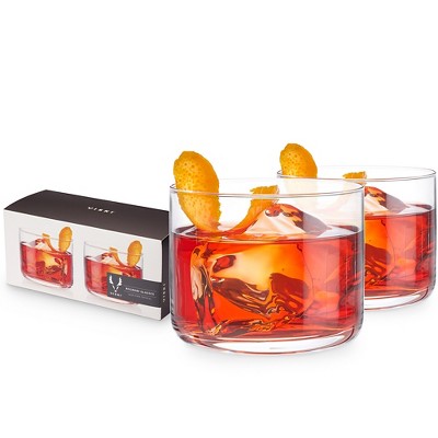 Viski 8oz Clear Lead-Free Crystal Negroni Tumblers Set