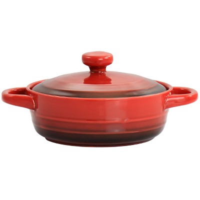 Crock-pot Denhoff 8.5 in. Red Ribbed Casserole with Lid