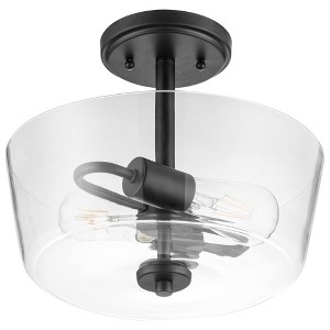Prominence Home 13 Inch Semi Flush Mount 2 Light Ceiling Fixture with Clear Glass Shade, Modern Indoor Lighting, Viktoria, Black - 1 of 4