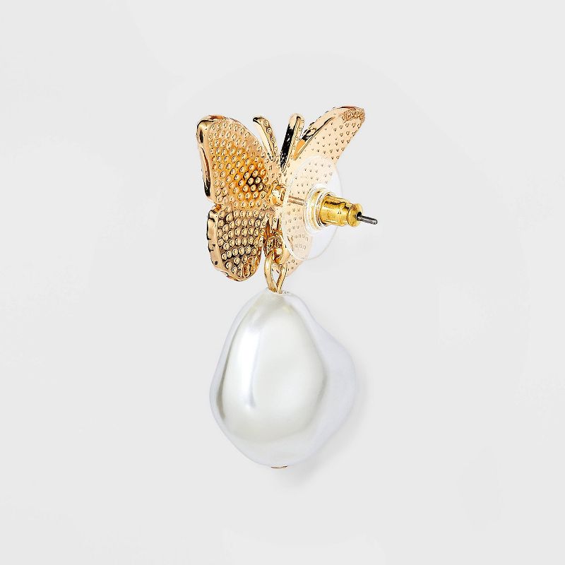 SUGARFIX by BaubleBar Crystal Wings Butterfly Drop Earrings - Gold, 2 of 6