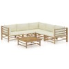 vidaXL Garden Lounge Set Cream White Bamboo, Polyester Fabric 6-piece set - 2 of 4