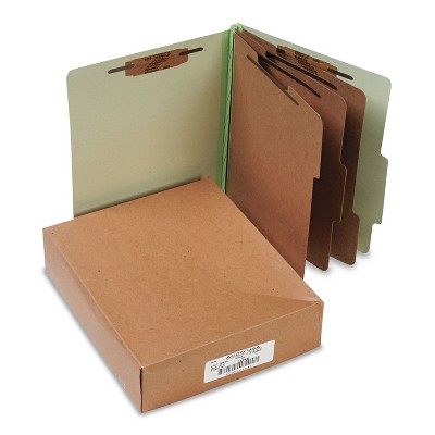 Acco Pressboard 25-Pt Classification Folders Letter 8-Section Leaf Green 10/Box 15048
