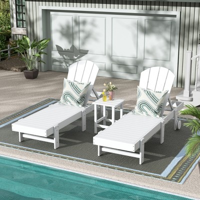 WestinTrends Malibu 3 Piece Poly Reclining Chaise Lounge With Wheels