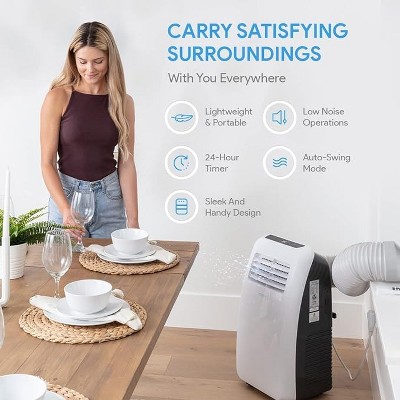 SereneLife 10,000 BTU White Portable Air Conditioner with Remote