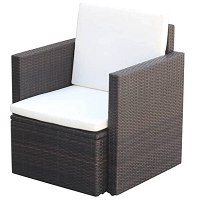 vidaXL Patio Chair, Patio Dining Chair with Cushion, All Weather Patio Furniture Single Chair for Deck Garden Lawn Balcony