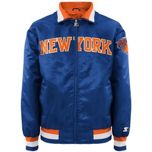 STARTER Mens New York Knicks Satin Varsity Jacket, Blue, Large - 1 of 1