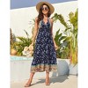 Women's Summer Fashion Floral Halter High Waist Dress V-Neck Wrap Bohemian Dress Sleeveless A Line Flowy Beach Casual Maxi - 3 of 4