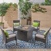 GDFStudio Lemere Outdoor Wicker 5 Piece Club Chair and Fire Pit Set with Cushion - 2 of 4
