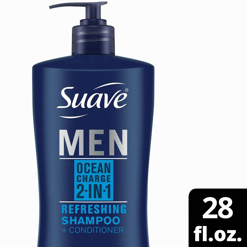 Suave Men 2-in-1 Pump Shampoo &#38; Conditioner - Ocean Charge - 28 fl oz, 1 of 8