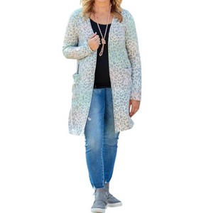 Women's Mint Animal Print Cardigan - HEIMISH USA - 1 of 2