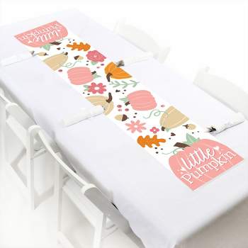Big Dot of Happiness Girl Little Pumpkin - Petite Fall Birthday Party or Baby Shower Paper Table Runner - 12 x 60 inches