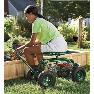 Plow & Hearth - Scoot-N-Do Rolling Garden Seat - Gardening Wagon