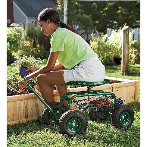 Plow Hearth Scoot N Do Rolling Garden Seat Gardening Wagon Target - Rolling Garden Seat