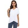 Women's Knot Tunics Tops V Neck Short Sleeve Casual Blouse T-Shirt - 2 of 4