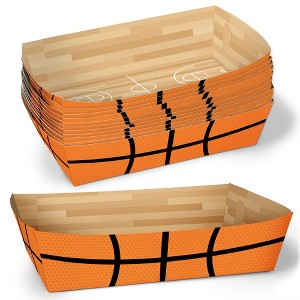 Big Dot of Happiness Basketball Party Paper Food Trays, Disposable Double-Sided Paper Food Holders for Nachos, Hot Dogs, French Fries - 12 Ct - 1 of 4