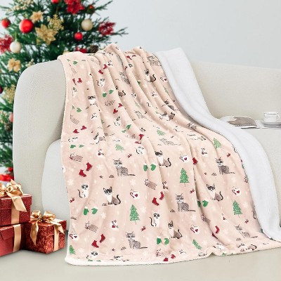 Comfort Ultra-Plush Flannel Blanket Christmas Plaid Christmas Tree.