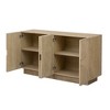 Gulches Elegant 4-Door Large Storage Sideboard - Wood Cabinet with Semi-Circular Handles, Adjustable Shelves, Natural - 3 of 4
