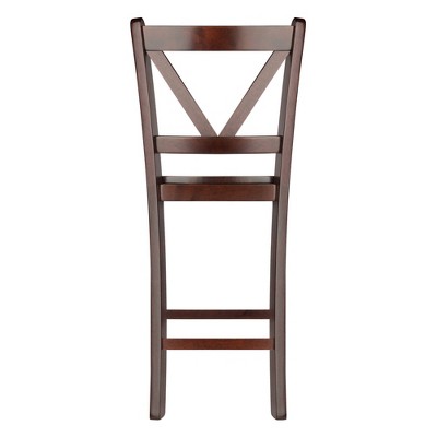 Winsome Walnut Mid-Century Modern V-Back Counter Stools, Set of 2