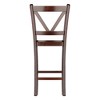 24" Set of 2 Victor V-Back Counter Height Barstool Wood/Walnut - Winsome - 4 of 4