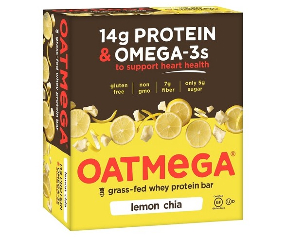 Oatmega Omega 3 Protein Bar - Lemon Chia Crisp - 12ct