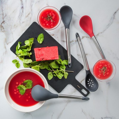 Red Silicone and Stainless Steel 12.25-Inch Soup Ladle