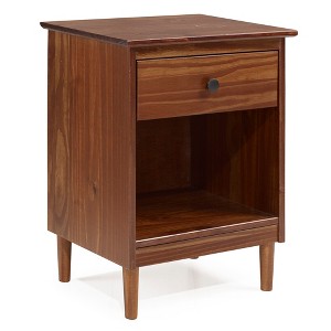 Classic Mid Century Modern 1 Drawer Nightstand Side Table Walnut - Saracina Home, Brown