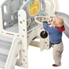 VisioGear 7 in 1 Kids Slide Playset,Castle Crawling Playhouse with Basketball Hoop,Kids Climbers Playground,Grey&White,60.2''*73.2''*43.7'' - image 3 of 4