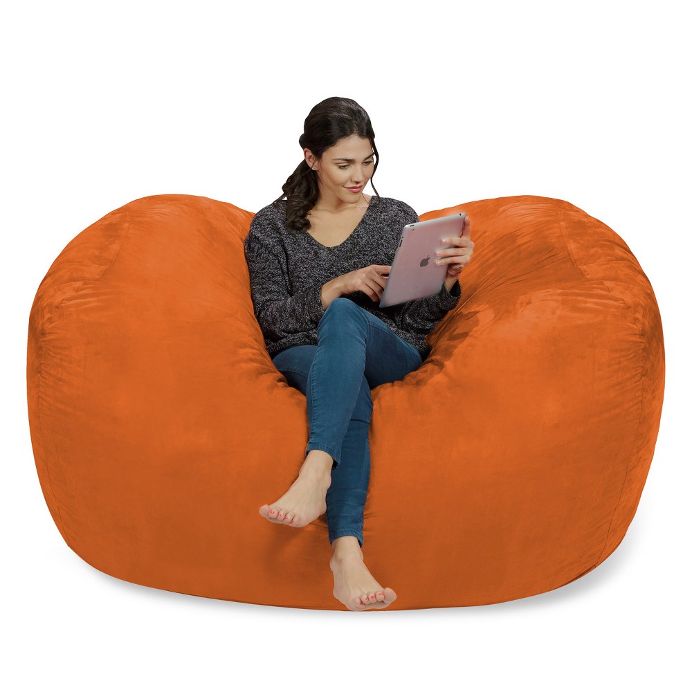 6' Large Bean Bag Lounger with Memory Foam Filling and Washable Cover Orange - Relax Sacks