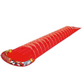 Pool Central 16.5' Inflatable Race Track Themed Ground Level Water Slide - Red