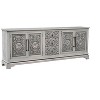 HomeRoots 106" Gray Distressed Solid Wood Carved Floral Three Drawer Sideboard with Four Doors - 4 of 4