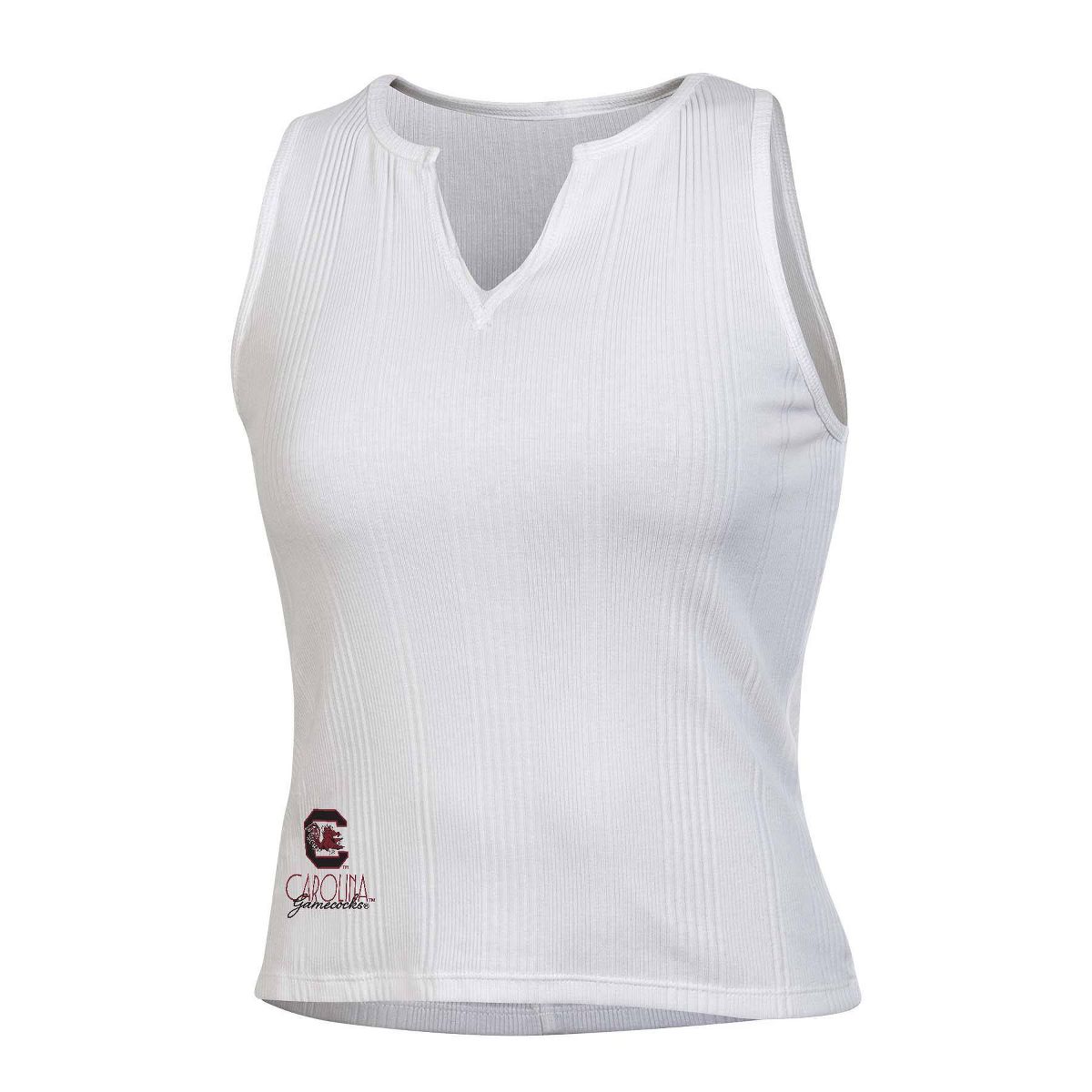 NCAA South Carolina Gamecocks Women's White Ribbed Tank Top