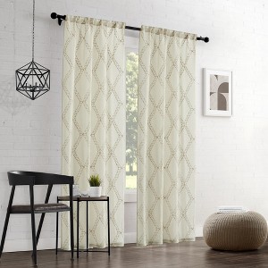 Set of 2 Modern Threads Sheer Diamond Curtain Panel. - 1 of 1