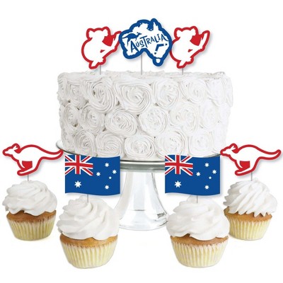 Big Dot of Happiness Australia Day - Dessert Cupcake Toppers - G'Day Mate Aussie Party Clear Treat Picks - Set of 24