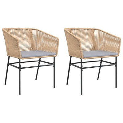 vidaXL - Patio Chairs with Cushions 2 pcs Brown Poly Rattan for Outdoor Lounge/Garden/Deck Seating