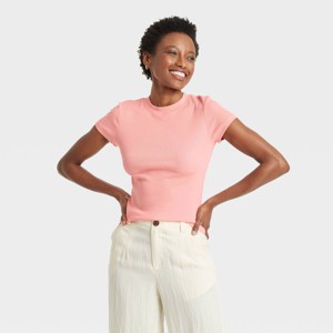Women's Short Sleeve Ribbed T-Shirt - A New Day™ - 1 of 4